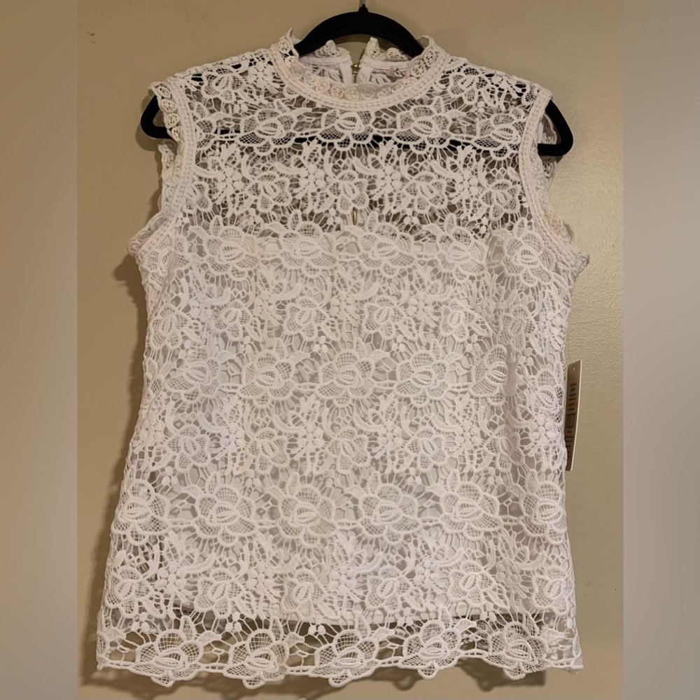 Nanette Lepore Spring Bloom White Lace Top with lining size Small new nwt